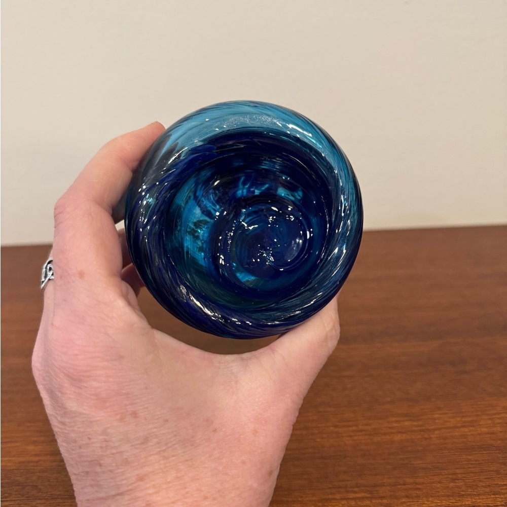 Vintage Murano Art Glass Small Bowl Cobalt Blue Swirl Catchall Dish EUC - Picture 8 of 8